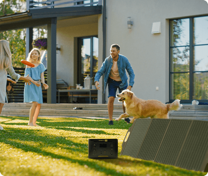 Use Solar Generator in backyard with family